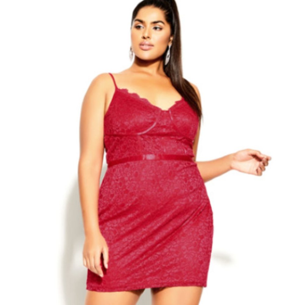 NEW City Chic Lace Dress - Red